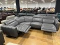 Тъмно сив кожен ъглов диван с електрически релаксиращ механизъм, снимка 2