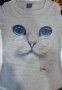 Нова дамска сива тениска с 3D принт Котка със сини очи, снимка 13