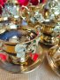 Разкошен Старинен Позлатен Порцеланов Сервиз Комплект за Чай с Релефни Рози, снимка 4