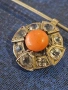 Антична сребърна брошка с диамантена паста и корал, викториански, снимка 4