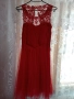 Елегантна червена официална рокля с дантела – перфектна за бал, сватба или повод, снимка 4
