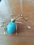 Винтидж брошка с насекомо паяк с игла от стерлингово сребро и тюркоаз от Navajo , снимка 3
