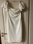 Нова елегантна миди дължина  еластична парти коктейлна бяла рокля буфан ръкав , снимка 3