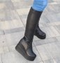 Ботуши на платформа - черна кожа с черно ходило - 136K, снимка 2