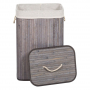 Кош за пране Бамбук, с капак, 40х30х60 см см, 72 литра, сив/син, снимка 2
