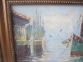 Пейзаж, море, кораб, чайка картина с рамка , снимка 3