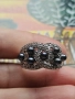 Сребърен пръстен с черни перли и кубични циркони , снимка 3