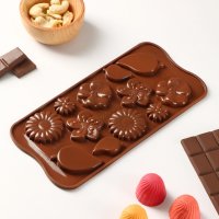 4075 Силиконова форма за шоколадови бонбони Цветя и листенца, снимка 2 - Форми - 42324944