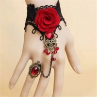 Дамско украшение с пръстен и роза, снимка 1 - Други - 31806175