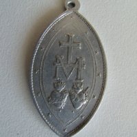 № 6557 стар католически медальон   - метален   - размер 4 / 2 см елипса, снимка 2 - Други ценни предмети - 38112746