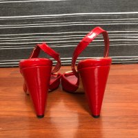 Червени елегантни обувки на ток с камъни Tendenz, снимка 3 - Дамски обувки на ток - 31873818