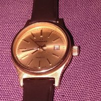 Ermano Swiss made Quartz-швейцарски часовник с датник 10микрона златно покритие кутия, снимка 2 - Дамски - 24444569
