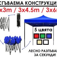 ПРОМО! Нови шатри 3 размера 3х3 3х4.5 3х6, различни цветове, снимка 6 - Други - 42389559