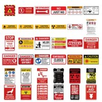 75 бр Внимание опасност предупредителни знаци табели стикери самозалепващи лепенки , снимка 4 - Други - 44358234