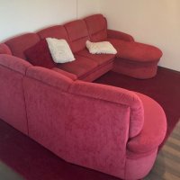 Голям червен диван на буквата П, снимка 3 - Дивани и мека мебел - 37724769