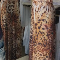 УНИКАЛНО КРАСИВА дълга рокля в леопардов принт с отворен гръб, снимка 5 - Рокли - 37396274