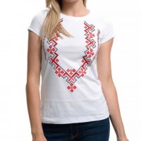 Нова дамска бяла тениска с трансферен печат Шевица, Етно мотив, България, снимка 14 - Тениски - 29964888