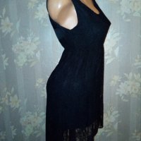 Черна дантелена рокля с по-къса предна част М,Л, снимка 2 - Рокли - 33974717