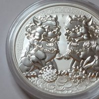 Сребро 1 oz Китаски Лъвове пазители, снимка 3 - Нумизматика и бонистика - 30372265