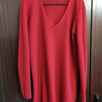 Дълга туника бордо  с остро деколте размер Л-ХЛ , снимка 1 - Блузи с дълъг ръкав и пуловери - 34493847