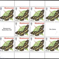 Чиста марка в малък лист Фауна Пеперуда 1981 от Монсерат, снимка 1 - Филателия - 42133167