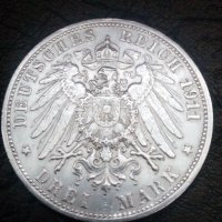 3 марки 1912 година Вюртемберг Германия сребро, снимка 3 - Нумизматика и бонистика - 40384784