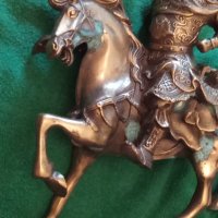 Стара бронзова фигурка кон с ездач голяма 34197, снимка 4 - Колекции - 38815784