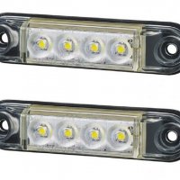 Мини LED ЛЕД габарити БЕЛИ с 4 диода 12-24V , е- маркиран , Полша , снимка 1 - Аксесоари и консумативи - 35545610