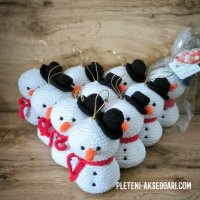 Плетена играчка за елха Снежко, снимка 3 - Коледни подаръци - 42865926