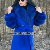 Дамско луксозно палто кашмир вълна и лисица код 176, снимка 1 - Палта, манта - 35495530