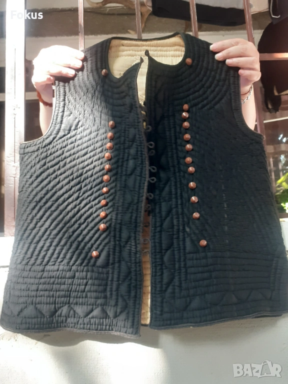 Стара възрожденска дреха елек елече антерия носия - черно, снимка 1