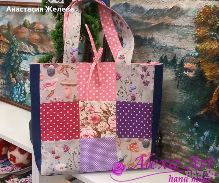 Голяма пачуърк чанта, ръчно изработена, снимка 1