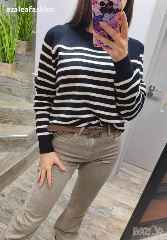 Дамски пуловер райе, снимка 1