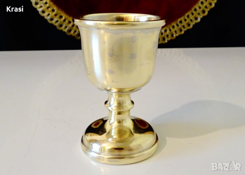Бронзова чаша за ракия с двойни стени, снимка 1