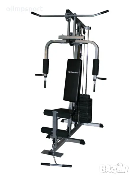 Комбиниран фитнес уред нов    Здрава стоманена рамка   Пакет тежести 45 кг.  (10 плочки) , снимка 1