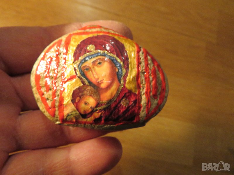 Стара  малка икона Богородица с младенеца - за зачатие и раждане на дете Дева Мария, снимка 1