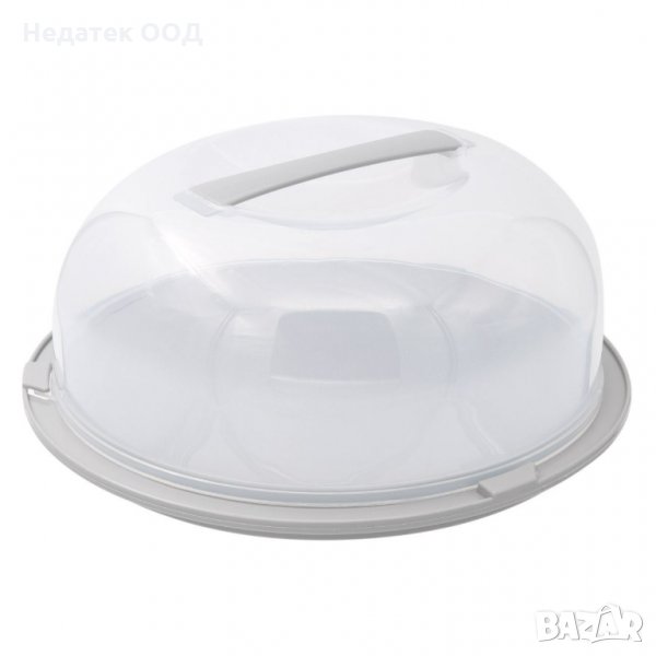 Кутия за торта/кейк, 28,4х11,5см, прозрачен/сив, снимка 1