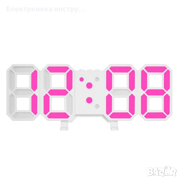 GH8018 Дигитален светещ в РОЗОВО LED часовник / Аларма, снимка 1