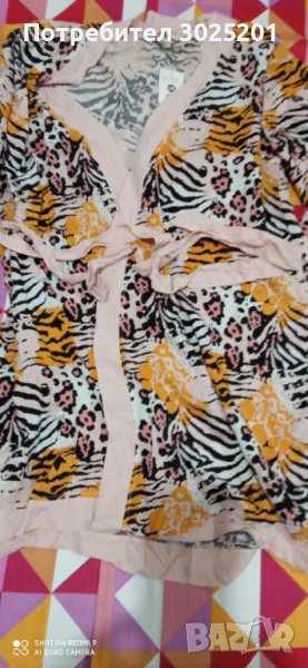Нов Дамски Халат  С М Л ХЛ с връзки в тигрова окраска, снимка 1