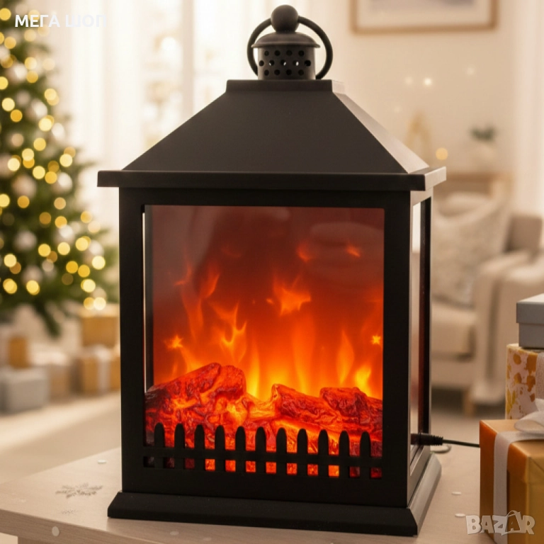 LED Декоративен фенер-камина – Реалистичен пламък за Коледа и зимен уют, снимка 1