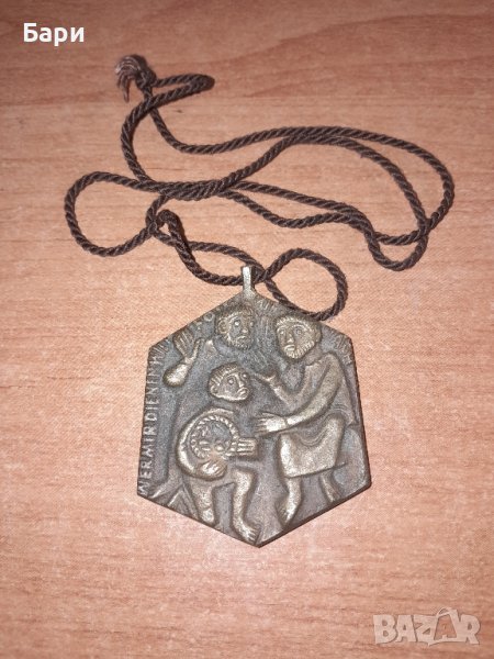 Рядък стар католически бронзов медальон, снимка 1