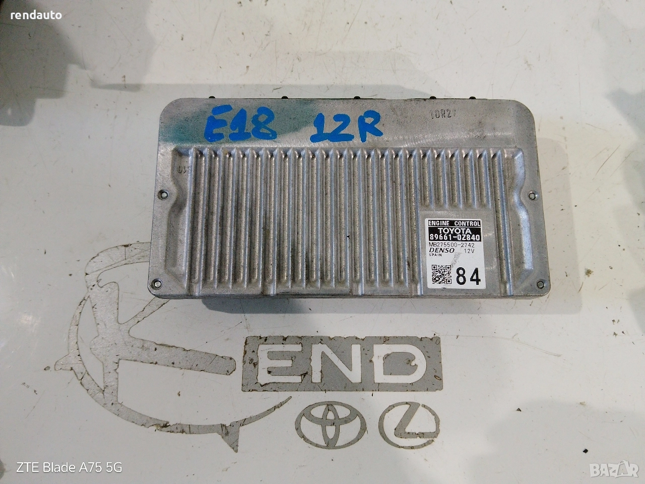 89661-0z840 ECU Компютър Toyota Auris e18 2012-2018 1zr, снимка 1