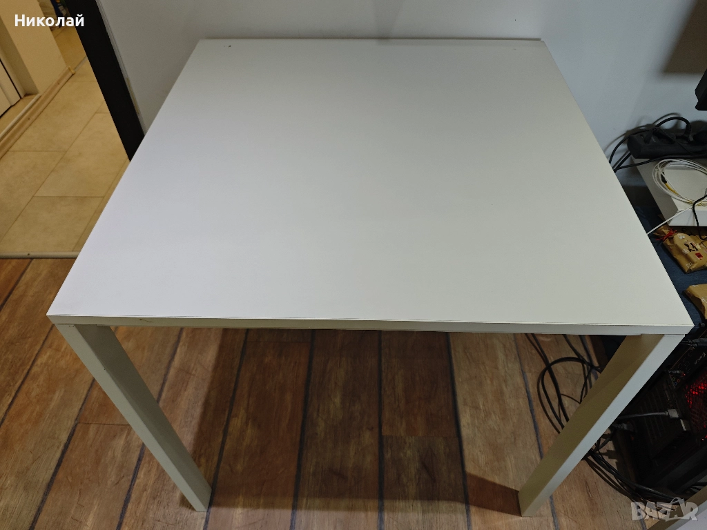 Трапезна Маса IKEA MELLTORP 75x75x72 см - Бяла с метални крака, снимка 1