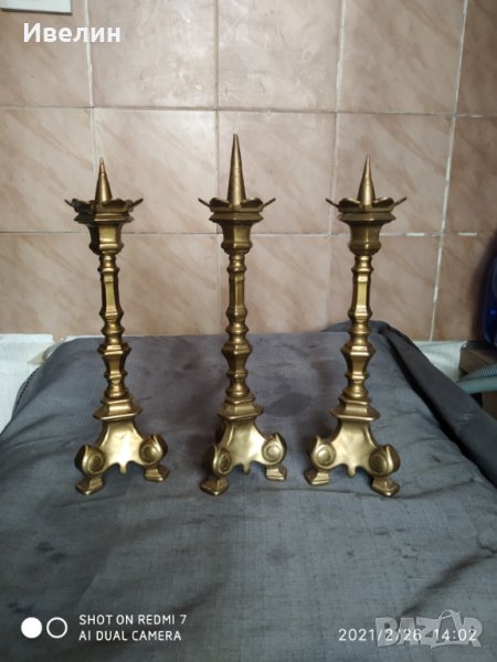 три барокови свещника от бронз, снимка 1