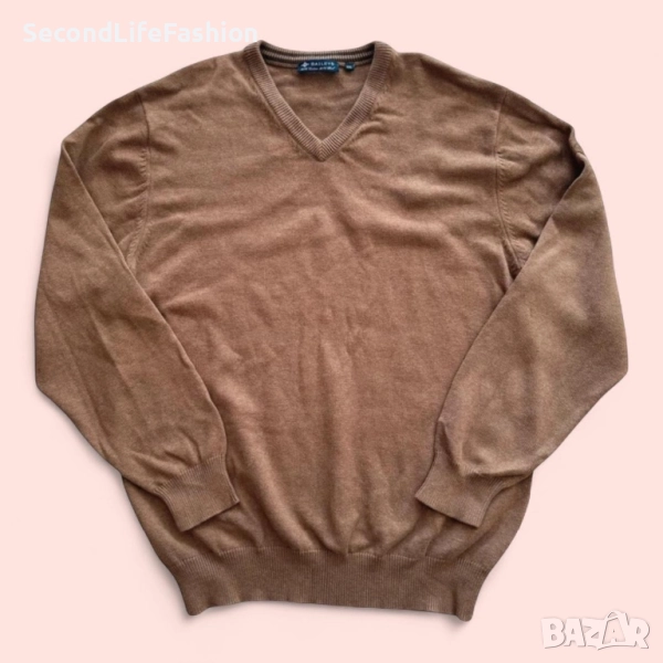 Мъжки пуловер Baileys Scottish, кафяв от памучна вълна размер XXL, снимка 1