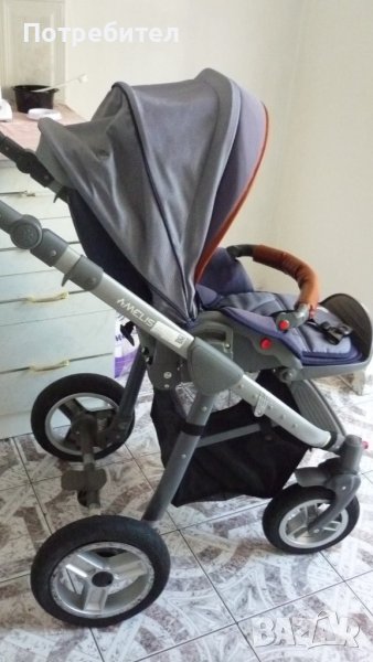 Детска количка 3 в 1 със столче за кола, зимен кош, дъждобран , комарник , снимка 1