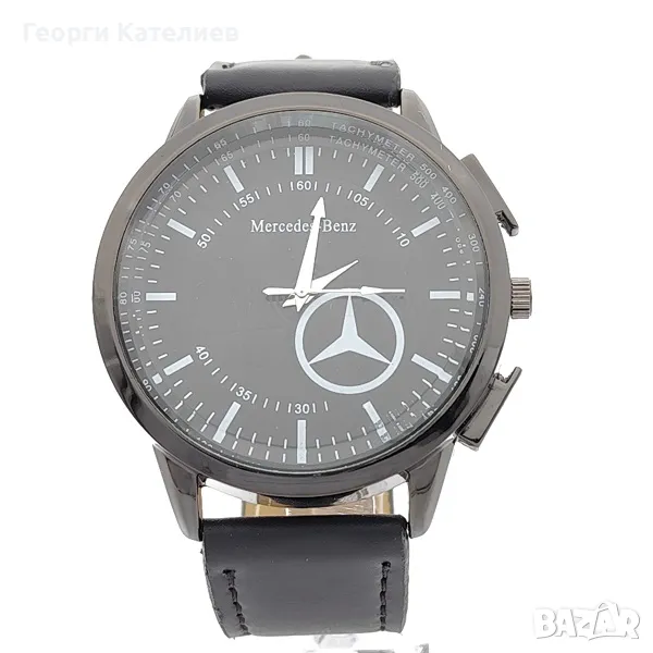 Мъжки часовник Мерцедес с черна кожена каишка Код на продукта:B-01-102, снимка 1