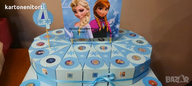 Картонена торта Леденото Кралство Анна и Елза  Frozen , снимка 1