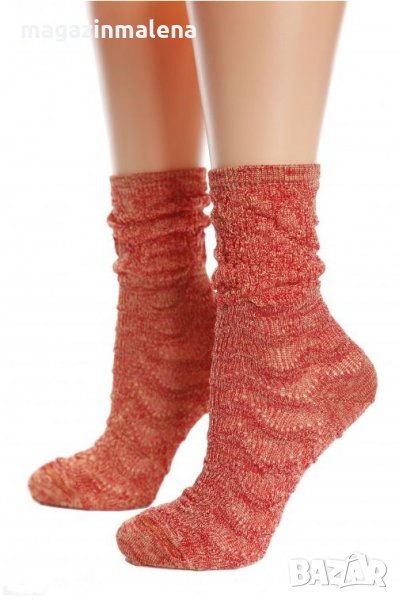 Philippe Matignon﻿ ръженочервени женски къси фигурални чорапи от вискоза Филип Матинон, снимка 1