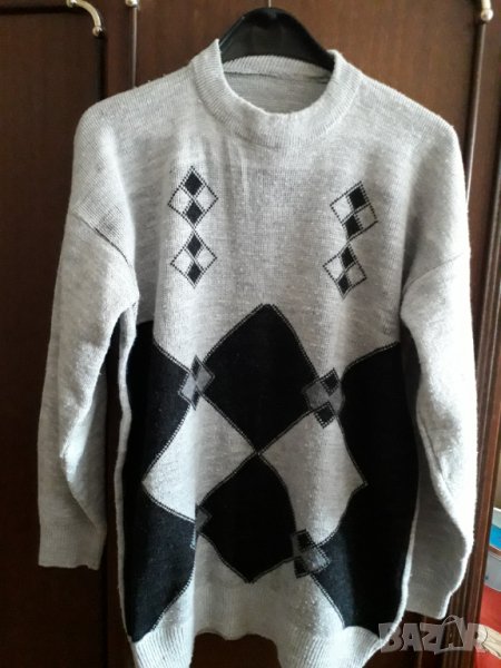 Мъжка блуза сива с черни ромбоиди отпред, снимка 1